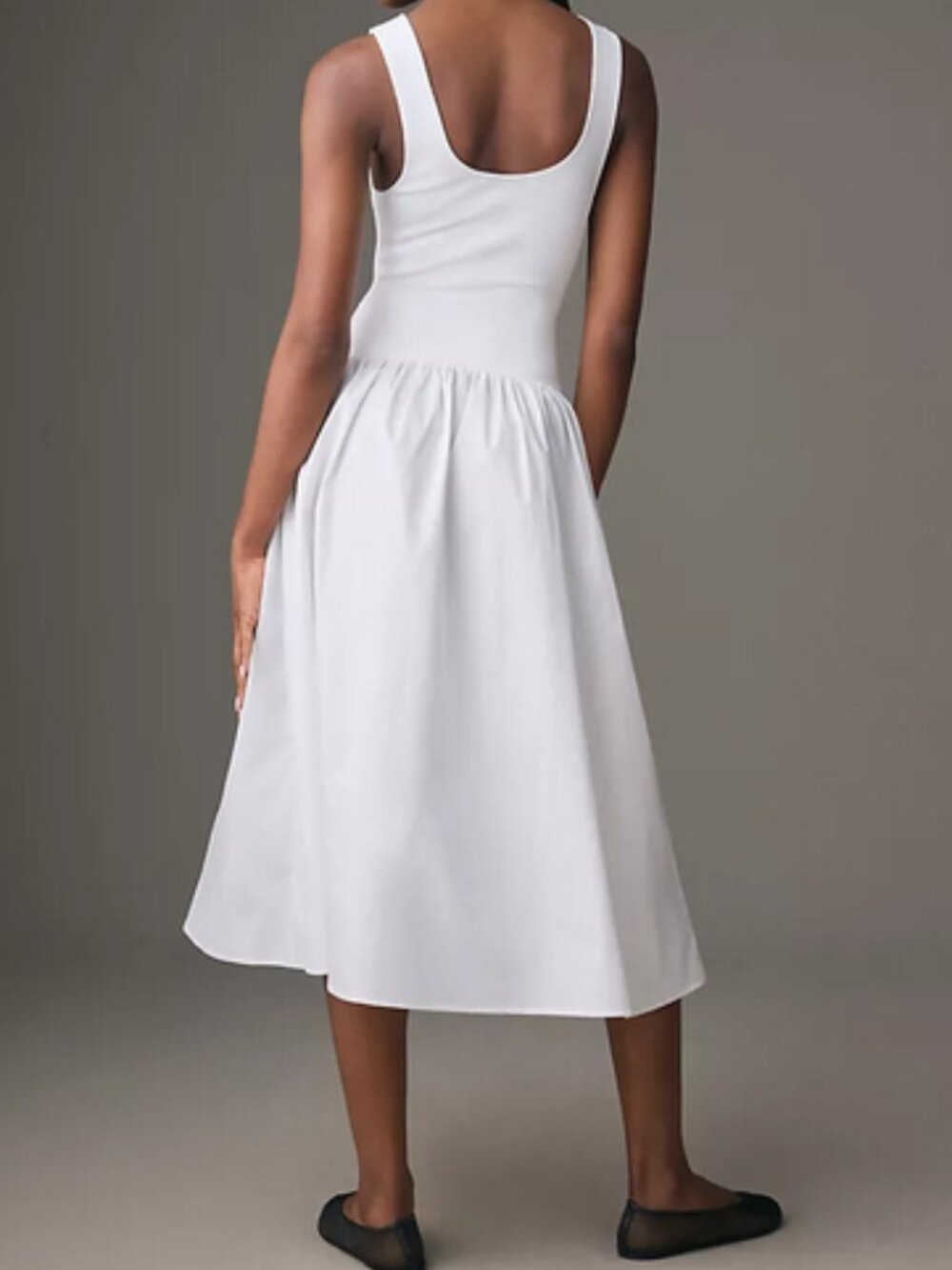 New! WeWoreWhat Scoop Tank Midi Dress In White Rib Size Medium - Picture 2 of 9